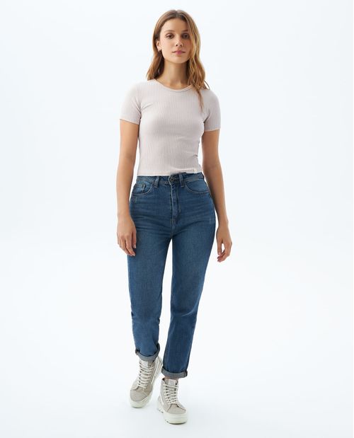Jean Momfit con desgaste para mujer