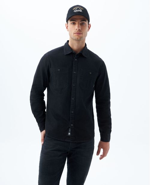 Camisa oscura en denim para hombre
