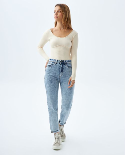 Jean Momfit claro para mujer