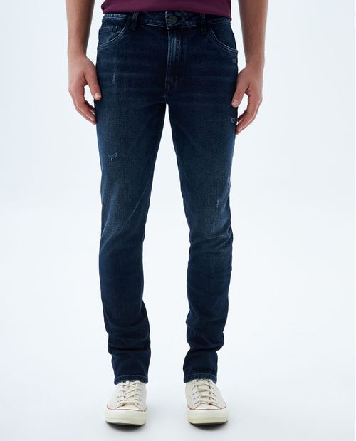 Jean slim tono oscuro con raspones para hombre
