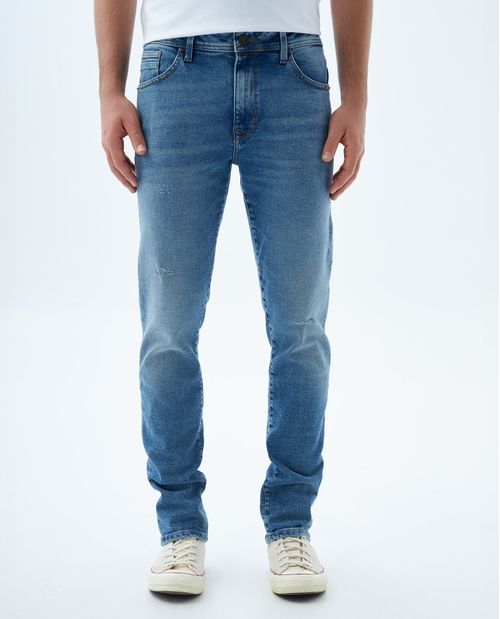 Jean slim tono claro con raspones para hombre