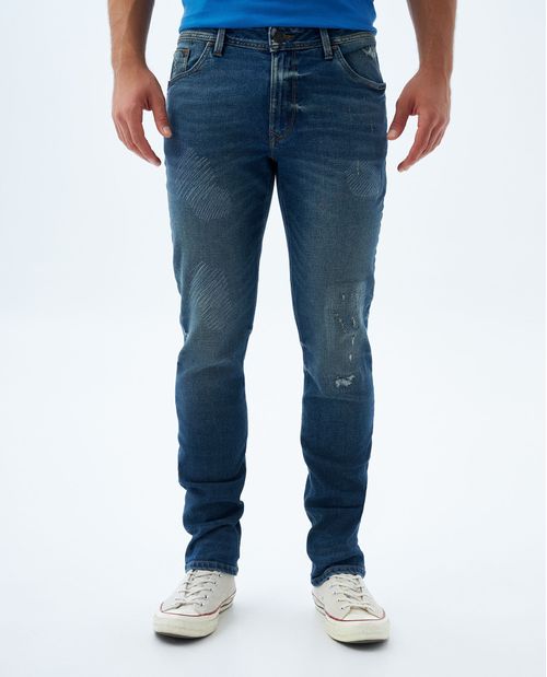 Jean slim con rotos para hombre
