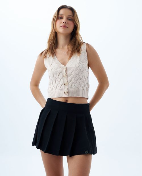Chaleco tejido manga sisa para mujer