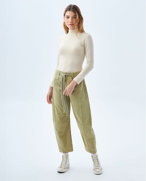 Camiseta manga larga cuello tortuga para mujer
