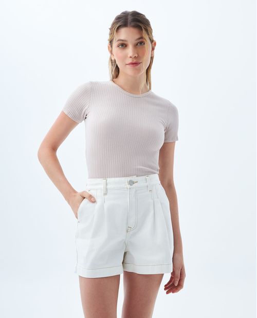 Camiseta manga corta en rib para mujer