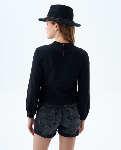 Camisa con detalles tejidos para mujer