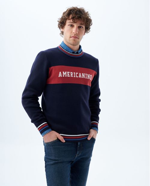 Buzo tejido cuello redondo para hombre