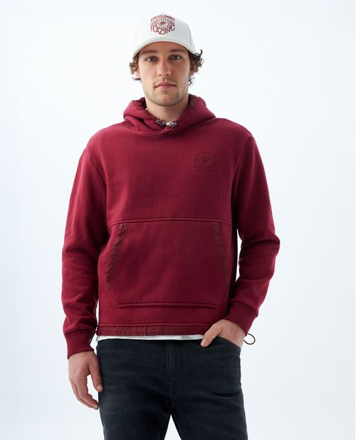 Buzo tipo hoodie con detalles en tela al contraste para hombre