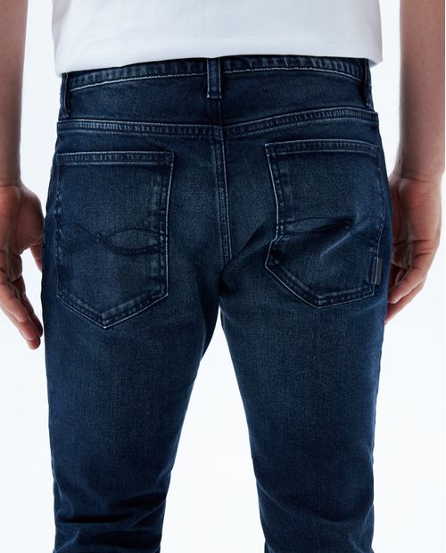 Jean Slim and Straight tiro medio para hombre