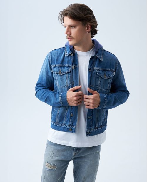 Chaqueta con capucha removible para hombre