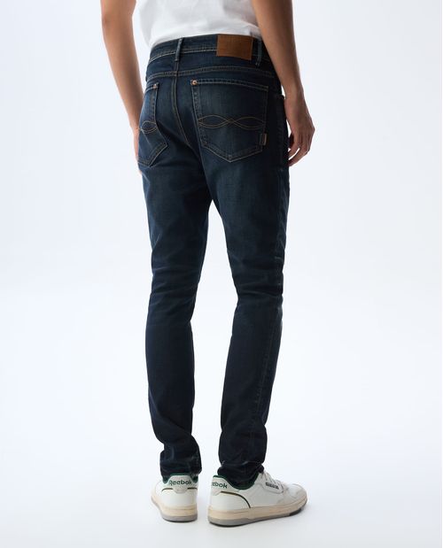 Jean Tapered tono oscuro con desgaste para hombre