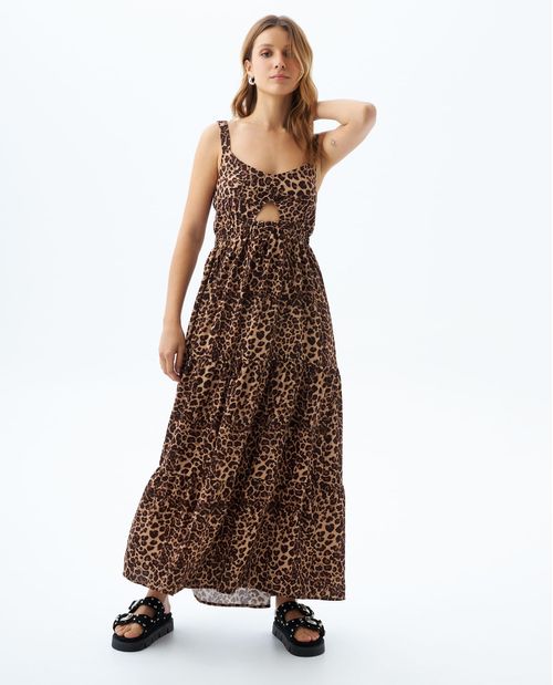 Vestido largo animal print para mujer