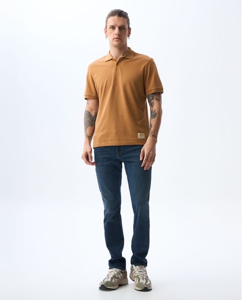 Polo Slim con marquilla en ruedo para hombre