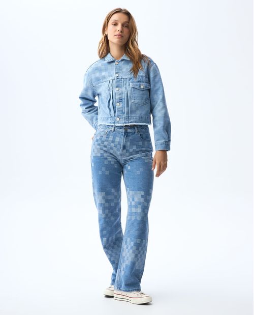 Jean Straight efecto pixelado para mujer