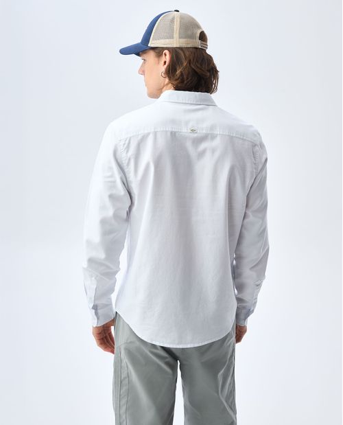 Camisa manga larga de tela con efecto para hombre