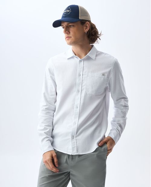 Camisa manga larga de tela con efecto para hombre