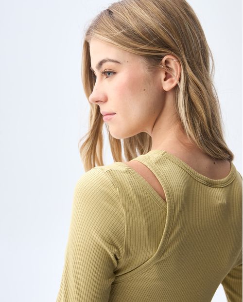 Camiseta doble uso en rib para mujer