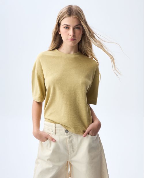 Camiseta manga corta con abertura en espalda para mujer