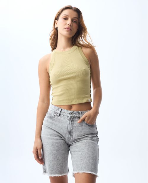 Camiseta en rib ajustada para mujer
