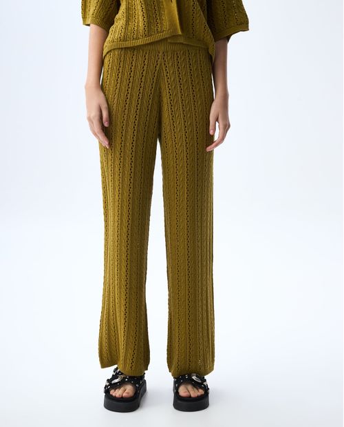 Pantalón tejido amplio para mujer
