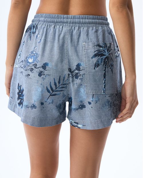 Short con estampado y bordado playero para mujer