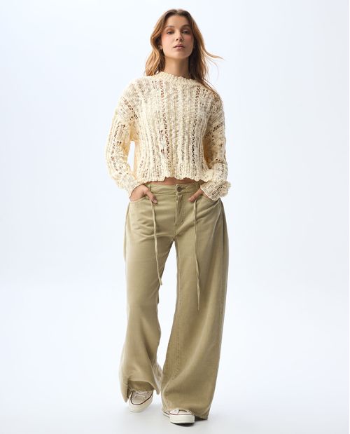Pantalón amplio con pinzas para mujer
