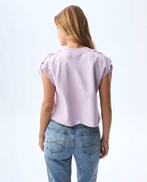 Camiseta manga sisa en burda para mujer