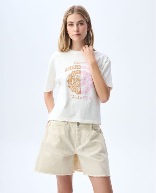 Camiseta manga corta estampada para mujer