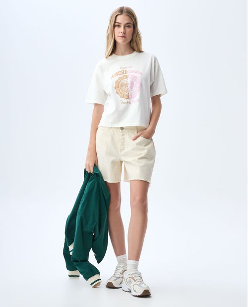 Camiseta manga corta estampada para mujer