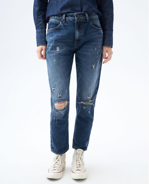 Jean Boyfit tono medio para mujer