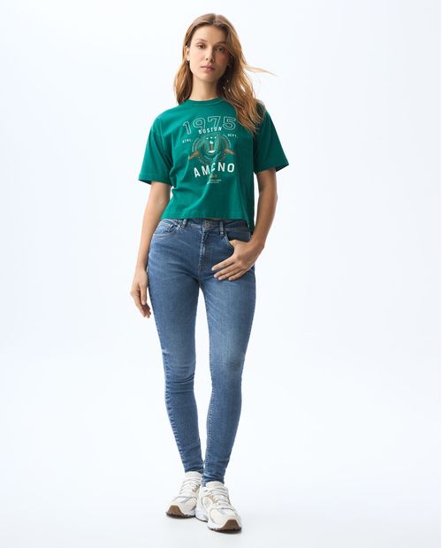 Camiseta manga corta estampada para mujer