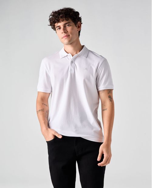 Polo de tela texturizada con bordado para hombre