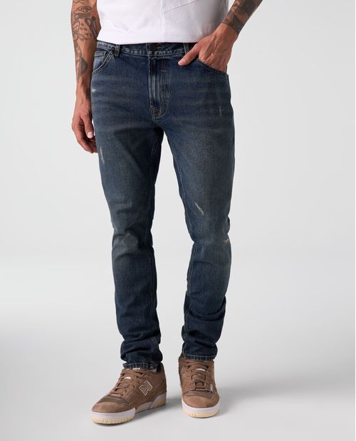 Jean Tapered tono medio con raspones para hombre