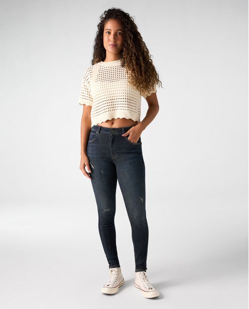 Jean Jegging con rapones tono oscuro para mujer