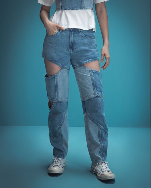 Jean Straight con aberturas laterales para mujer