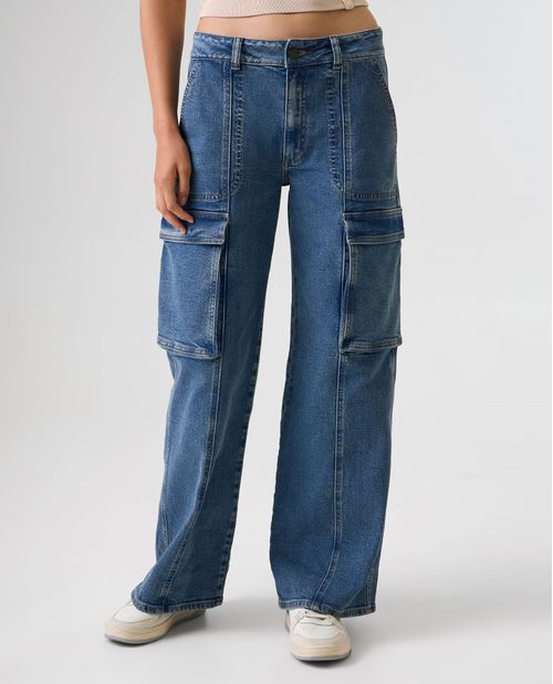 Jean Straight tipo cargo para mujer