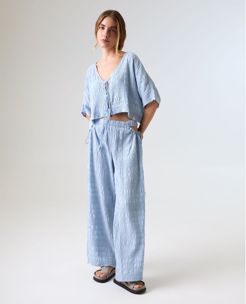 Camisa de tela con textura para mujer