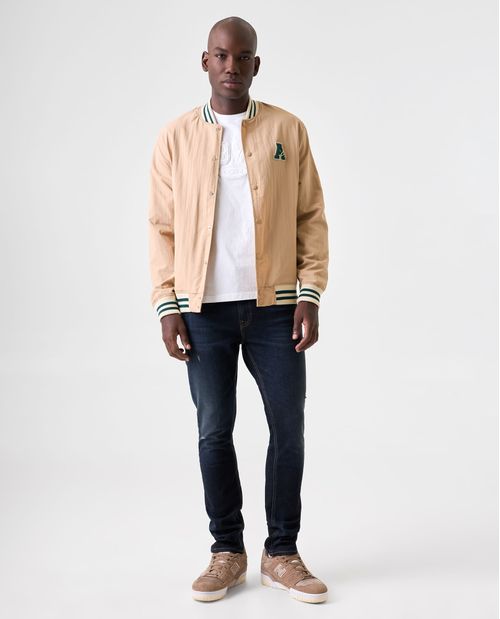 Chaqueta Bomber con cuello, puños y fajón tejidos para hombre