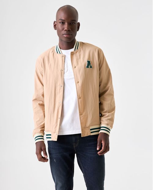 Chaqueta Bomber con cuello, puños y fajón tejidos para hombre