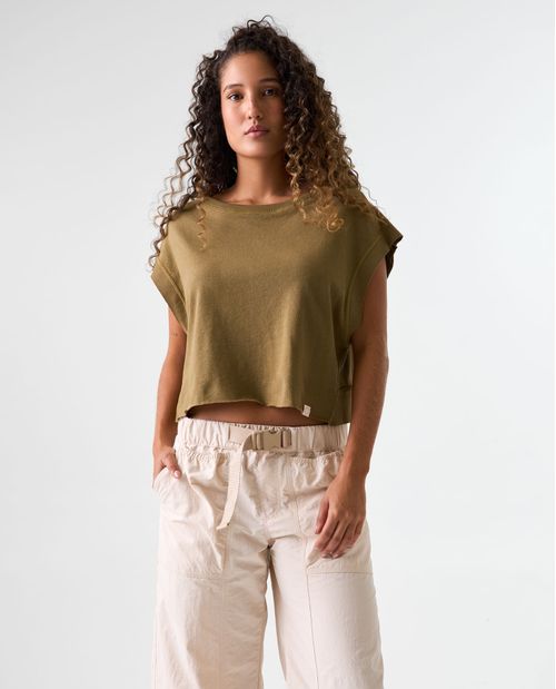 Camiseta con escote en espalda para mujer