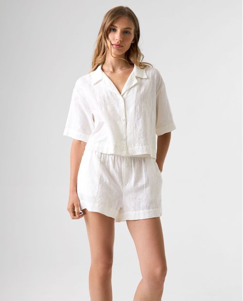 Camisa Boxy de cuello sport para mujer