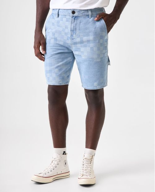 Bermuda en tela con efecto de cuadros para hombre