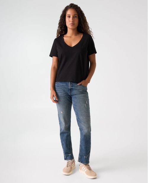 Camiseta con cuello en V para mujer