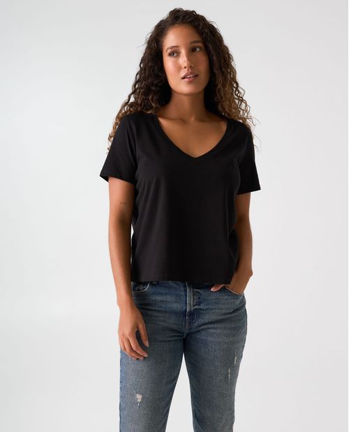 Camiseta con cuello en V para mujer