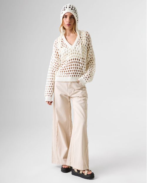 Buzo tejido con capucha para mujer