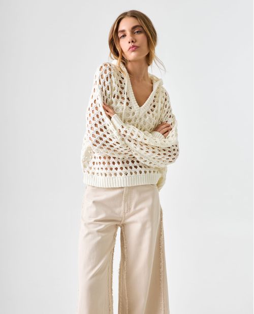 Buzo tejido con capucha para mujer