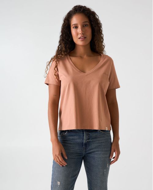 Camiseta con cuello en V para mujer