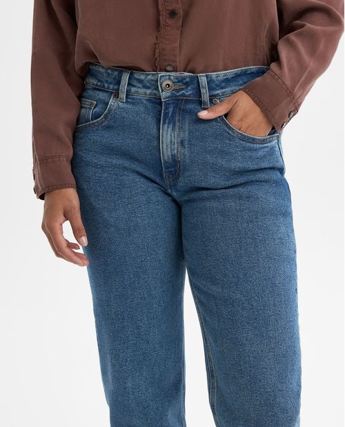 Jean Straight tiro medio para mujer