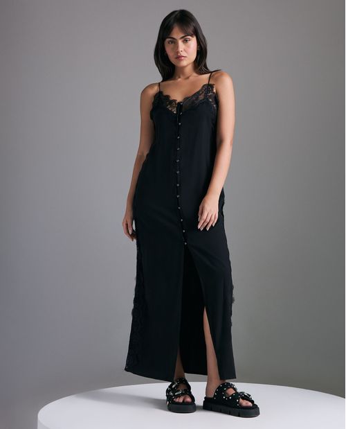 Vestido slim en rayón corte largo