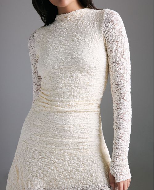 Vestido ajustado en algodón encaje asimétrico